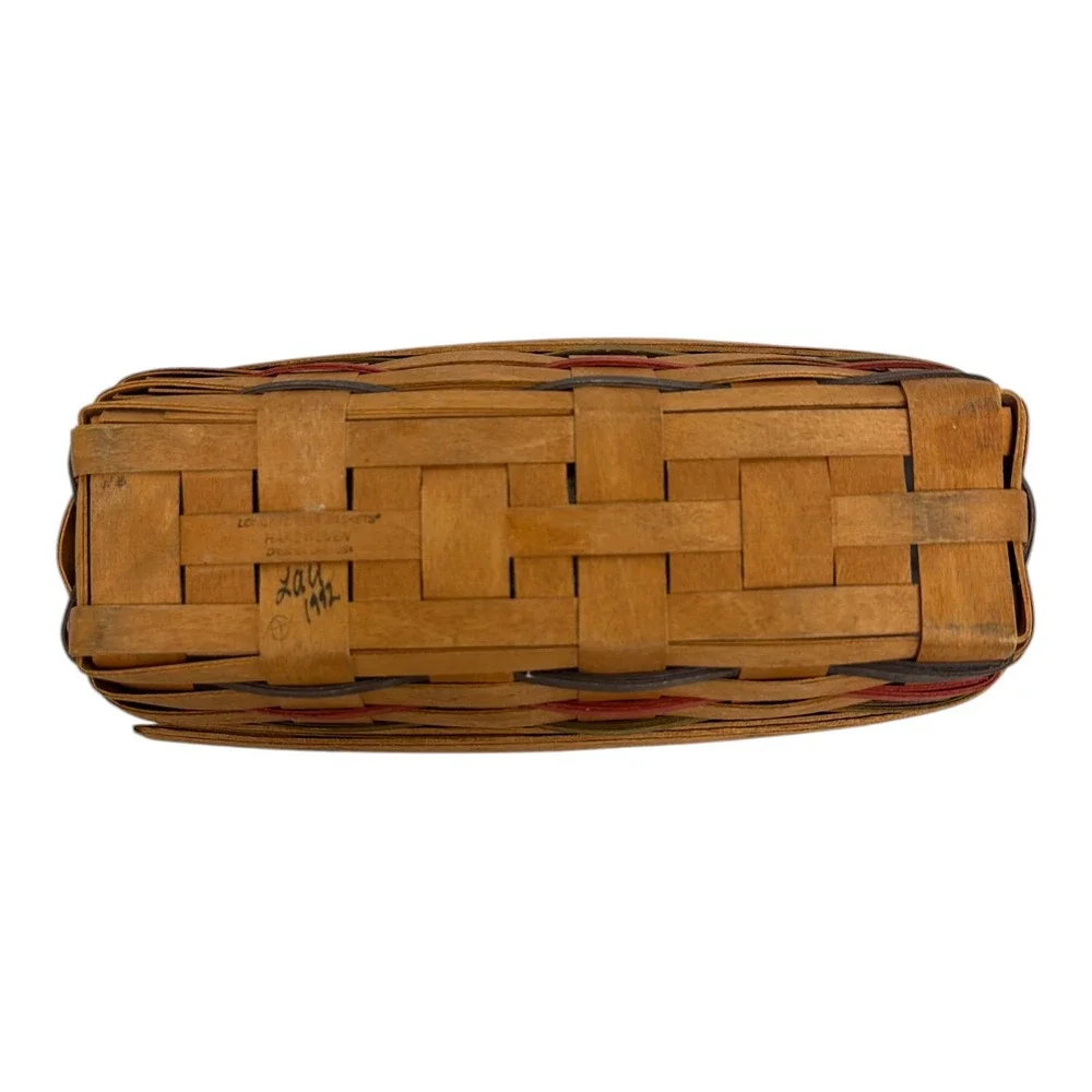 Longaberger Bread Cracker Basket Woven Wooden Long Rectangle 1992 Signed Insert